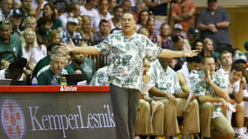 LAHAINA, HI - NOVEMBER 26: Head coach Tom Izzo of the Michigan State Spartans gestures to his players from the sideline during the second half against the Georgia Bulldogs at the Lahaina Civic Center on November 26, 2019 in Lahaina, Hawaii. (Photo by Darryl Oumi/Getty Images)