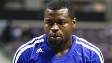 Jan 20, 2014; Auburn Hills, MI, USA; Detroit Pistons point guard Will Bynum (12) warms up before the game against the Los Angeles Clippers at The Palace of Auburn Hills. Mandatory Credit: Raj Mehta-USA TODAY Sports