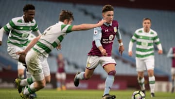BIRMINGHAM, ENGLAND- NOVEMBER 9: Callum O'Hare of Aston Villa and Anthony Raston of Celtic in action during the Premier League International Cup match between Aston Villa U23's and Celtic U23's at Villa Park on November 9, 2016 in Birmingham, England (Photo by Nathan Stirk/Getty Images)