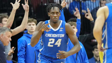 NEWARK, NJ - FEBRUARY 8: Arthur Kaluma #24 of the Creighton Bluejays during the game against the Seton Hall Pirates at Prudential Center on February 8, 2023 in Newark, NJ. (Photo by Porter Binks/Getty Images)