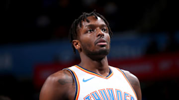 OKLAHOMA CITY, OK- FEBRUARY 7: Jerami Grant #9 of the Oklahoma City Thunder prepares to shoot a free-throw against the Memphis Grizzlies on February 7, 2019 at Chesapeake Energy Arena in Oklahoma City, Oklahoma. NOTE TO USER: User expressly acknowledges and agrees that, by downloading and or using this photograph, User is consenting to the terms and conditions of the Getty Images License Agreement. Mandatory Copyright Notice: Copyright 2019 NBAE (Photo by Zach Beeker/NBAE via Getty Images)