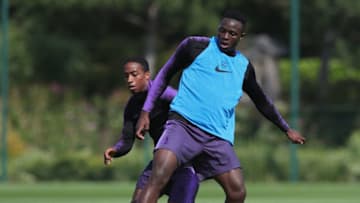 ENFIELD, ENGLAND - AUGUST 30: Victor Wanyama and Kyle Walker-Peters of Tottenham Hotspur during the Tottenham Hotspur training session at Tottenham Hotspur Training Centre on August 30, 2018 in Enfield, England. (Photo by Tottenham Hotspur FC/Tottenham Hotspur FC via Getty Images)