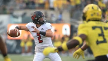 Eastern Washington quarterback Gunner Talkington throws against Oregon during the second quarter Saturday Sept 10, 2022.Eug 091022 Uo Football 07