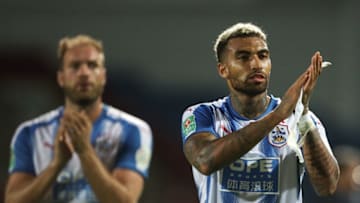 HUDDERSFIELD, ENGLAND - AUGUST 23: Daniel Williams of Huddersfield Town applauds the fans at full time during the Carabao Cup Second Round match between Huddersfield Town and Rotherham United at The John Smiths Stadium on August 23, 2017 in Huddersfield, England. (Photo by Robbie Jay Barratt - AMA/Getty Images)