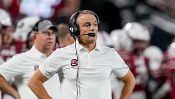 South Carolina football coach Shane Beamer during Saturday's loss to North Carolina. Mandatory Credit: Jim Dedmon-USA TODAY Sports