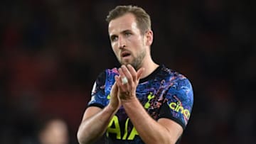 Tottenham Hotspur's English striker Harry Kane reacts at the final whistle during the English Premier League football match between Southampton and Tottenham Hotspur at St Mary's Stadium in Southampton, southern England on December 28, 2021. - RESTRICTED TO EDITORIAL USE. No use with unauthorized audio, video, data, fixture lists, club/league logos or 'live' services. Online in-match use limited to 120 images. An additional 40 images may be used in extra time. No video emulation. Social media in-match use limited to 120 images. An additional 40 images may be used in extra time. No use in betting publications, games or single club/league/player publications. (Photo by Glyn KIRK / AFP) / RESTRICTED TO EDITORIAL USE. No use with unauthorized audio, video, data, fixture lists, club/league logos or 'live' services. Online in-match use limited to 120 images. An additional 40 images may be used in extra time. No video emulation. Social media in-match use limited to 120 images. An additional 40 images may be used in extra time. No use in betting publications, games or single club/league/player publications. / RESTRICTED TO EDITORIAL USE. No use with unauthorized audio, video, data, fixture lists, club/league logos or 'live' services. Online in-match use limited to 120 images. An additional 40 images may be used in extra time. No video emulation. Social media in-match use limited to 120 images. An additional 40 images may be used in extra time. No use in betting publications, games or single club/league/player publications. (Photo by GLYN KIRK/AFP via Getty Images)