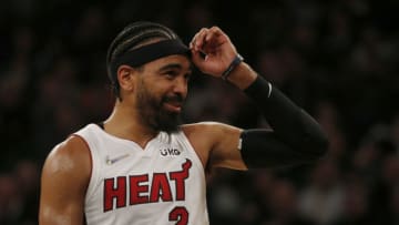 Gabe Vincent #2 of the Miami Heat in action against the New York Knicks(Photo by Jim McIsaac/Getty Images)