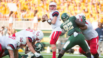 WACO, TX - SEPTEMBER 2: Stephen Calvert #12 of the Liberty Flames drops back to pass against the Baylor Bears during the first half at McLane Stadium on September 2, 2017 in Waco, Texas. (Photo by Cooper Neill/Getty Images)