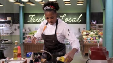 TOP CHEF -- "Feeding the Frontlines" Episode 1807 -- Pictured: Dawn Burrell -- (Photo by: David Moir/Bravo)