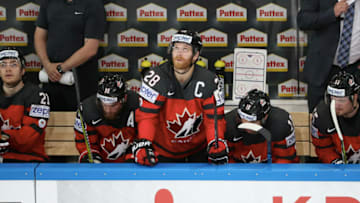 PARIS, FRANCE - MAY 16: Captain Claude Giroux of Canada reacts during the 2017 IIHF Ice Hockey World Championship game between Canada and Finland at AccorHotels Arena on May 16, 2017 in Paris, France. (Photo by Xavier Laine/Getty Images)