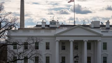 Jan 18, 2021; Washington, DC, USA; Exterior views of The White House. Security preparations continue around The White House and Lafayette Park in preparation for the inauguration of President-elect Joe Biden and Vice President-elect Kamala Harris. Mandatory Credit: Andrew P. Scott-USA TODAY