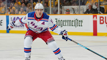 NASHVILLE, TN - DECEMBER 29: Jesper Fast #17 of the New York Rangers skates against the Nashville Predators at Bridgestone Arena on December 29, 2018 in Nashville, Tennessee. (Photo by John Russell/NHLI via Getty Images)