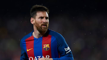 BARCELONA, SPAIN - APRIL 05: Lionel Messi of Barcelona looks on during the La Liga match between FC Barcelona and Sevilla FC at Camp Nou Stadium on April 5, 2017 in Barcelona, Spain. (Photo by fotopress/Getty Images)