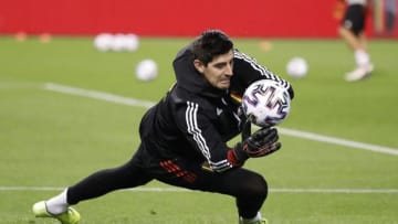 BRUSSELS, BELGIUM - NOVEMBER 19 : Thibaut Courtois goalkeeper of Belgium during the Euro 2020 group I qualifying match Belgium against Cyprus on November 19, 2019 in Brussels, Belgium, 19/11/2019 ( Photo by Jimmy Bolcina / Photonews via Getty Images)