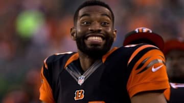 Aug 28, 2014; Cincinnati, OH, USA; Cincinnati Bengals tight end Jermaine Gresham (84) stands on the sidelines against the Indianapolis Colts at Paul Brown Stadium. The Cincinnati Bengals won 35-7. Mandatory Credit: Aaron Doster-USA TODAY Sports