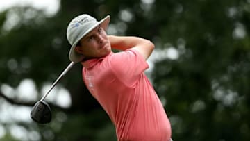 SILVIS, IL - JULY 15: Joel Dahmen hits a tee shot on the fifth hole during the final round of the John Deere Classic at TPC Deere Run on July 15, 2018 in Silvis, Illinois. (Photo by Streeter Lecka/Getty Images)