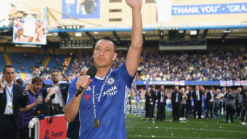 LONDON, ENGLAND - MAY 21: John Terry of Chelsea speaks to the crowd after the Premier League match between Chelsea and Sunderland at Stamford Bridge on May 21, 2017 in London, England. (Photo by Michael Regan/Getty Images)