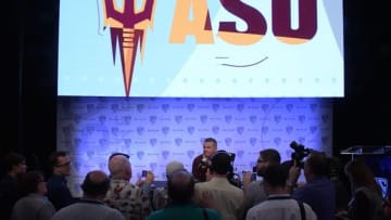 Jul 15, 2016; Hollywood, CA, USA; Arizona State Sun Devils coach Todd Graham during Pac-12 media day at Hollywood & Highland. Mandatory Credit: Kirby Lee-USA TODAY Sports