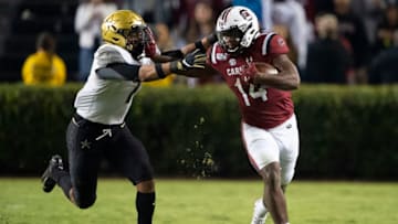 Running back Deshaun Fenwick #14 of the South Carolina Gamecocks. (Photo by Michael Chang/Getty Images)