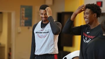 MIAMI, FL - JANUARY 24: Jordan Mickey #25 of the Miami Heat smiles during practice at American Airlines Area on January 24, 2018 in Miami, Florida. NOTE TO USER: User expressly acknowledges and agrees that, by downloading and/or using this photograph, user is consenting to the terms and conditions of the Getty Images License Agreement. Mandatory copyright notice: Copyright NBAE 2018 (Photo by Issac Baldizon/NBAE via Getty Images)