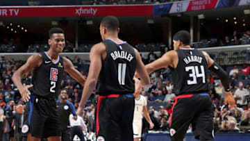 MEMPHIS, TN - DECEMBER 5: Shai Gilgeous-Alexander #2 of the LA Clippers high fives his teammates during the game against the Memphis Grizzlies on December 5, 2018 at FedExForum in Memphis, Tennessee. NOTE TO USER: User expressly acknowledges and agrees that, by downloading and/or using this photograph, user is consenting to the terms and conditions of the Getty Images License Agreement. Mandatory Copyright Notice: Copyright 2018 NBAE (Photo by Joe Murphy/NBAE via Getty Images)