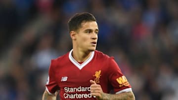 LEICESTER, ENGLAND - SEPTEMBER 23: Philippe Coutinho of Liverpool looks on during the Premier League match between Leicester City and Liverpool at The King Power Stadium on September 23, 2017 in Leicester, England. (Photo by Laurence Griffiths/Getty Images)