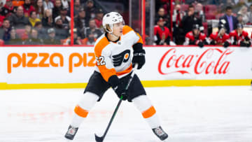 OTTAWA, ON - DECEMBER 21: Philadelphia Flyers Right Wing Nicolas Aube-Kubel (62) looks for a pass during first period National Hockey League action between the Philadelphia Flyers and Ottawa Senators on December 21, 2019, at Canadian Tire Centre in Ottawa, ON, Canada. (Photo by Richard A. Whittaker/Icon Sportswire via Getty Images)