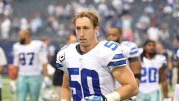 Sep 22, 2013; Arlington, TX, USA; Dallas Cowboys linebacker Sean Lee (50) after the game against the St. Louis Rams at AT&T Stadium. Mandatory Credit: Matthew Emmons-USA TODAY Sports