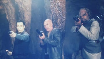 1998 Brent Spiner, Patrick Stewart, And Michael Dorn Star In The New Movie "Star Trek: Insurrection." (Photo By Getty Images)