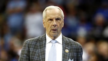KANSAS CITY, MISSOURI - MARCH 29: Head coach Roy Williams of the North Carolina Tar Heels reacts against the Auburn Tigers during the 2019 NCAA Basketball Tournament Midwest Regional at Sprint Center on March 29, 2019 in Kansas City, Missouri. (Photo by Jamie Squire/Getty Images)