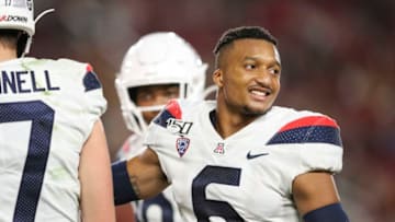 LOS ANGELES, CALIFORNIA - OCTOBER 19: Safety Scottie Young Jr. #6 of the Arizona Wildcats during the game against the USC Trojans at Los Angeles Memorial Coliseum on October 19, 2019 in Los Angeles, California. (Photo by Meg Oliphant/Getty Images)