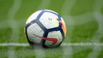 MANCHESTER, ENGLAND - AUGUST 21: A Nike match ball during the Premier League match between Manchester City and Everton at Etihad Stadium on August 21, 2017 in Manchester, England. (Photo by Stu Forster/Getty Images)