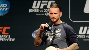 Jan 2, 2015; Las Vegas, NV, USA; Former WWE star Phil CM Punk Brooks is the featured guest for the UFC 182 Q&A session Friday evening before the start of the weigh-ins at the MGM Grand Garden Arena. Mandatory Credit: Jayne Kamin-Oncea-USA TODAY Sports