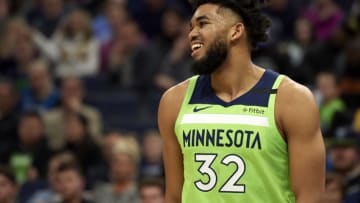 Karl-Anthony Towns of the Minnesota Timberwolves. (Photo by Hannah Foslien/Getty Images)