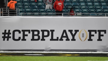 MIAMI GARDENS, FLORIDA - JANUARY 11: A general view of the #CFBPLAYOFF signage during the College Football Playoff National Championship football game between the Alabama Crimson Tide and the Ohio State Buckeyes at Hard Rock Stadium on January 11, 2021 in Miami Gardens, Florida. The Alabama Crimson Tide defeated the Ohio State Buckeyes 52-24. (Photo by Alika Jenner/Getty Images)