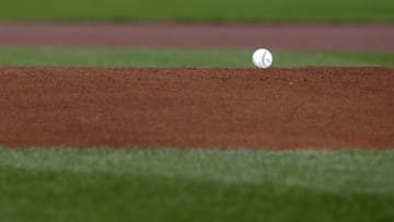Sep 18, 2014; Pittsburgh, PA, USA; An official MLB baseball sits on the mound to be used in the game between the Boston Red Sox and the Pittsburgh Pirates at PNC Park. Mandatory Credit: Charles LeClaire-USA TODAY Sports