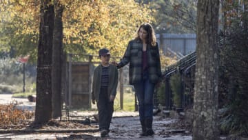 Kien Michael Spiller as Hershel, Lauren Cohan as Maggie-The Walking Dead_Season 10, Episode 22-Photo Credit: Josh Stringer/AMC