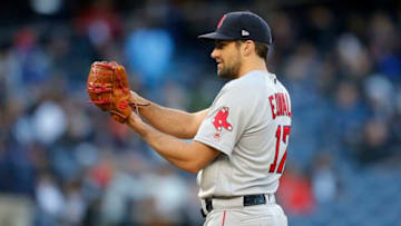 NEW YORK, NEW YORK - APRIL 17: (NEW YORK DAILIES OUT) Nathan Eovaldi #17 of the Boston Red Sox in action against the New York Yankees at Yankee Stadium on April 17, 2019 in the Bronx borough of New York City. The Yankees defeated the Red Sox 5-3. (Photo by Jim McIsaac/Getty Images)
