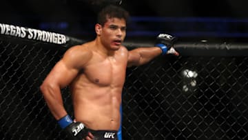 ANAHEIM, CALIFORNIA - AUGUST 17: Paulo Costa looks on from the side of the octagon in the first round during their Middleweight Bout at UFC 241 at Honda Center on August 17, 2019 in Anaheim, California. (Photo by Joe Scarnici/Getty Images)