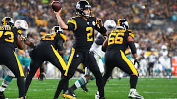 PITTSBURGH, PA - OCTOBER 28: Mason Rudolph #2 of the Pittsburgh Steelers looks to pass during the second quarter against the Miami Dolphins at Heinz Field on October 28, 2019 in Pittsburgh, Pennsylvania. (Photo by Joe Sargent/Getty Images)