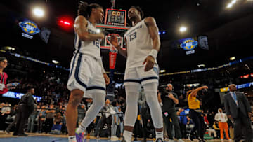 Memphis Grizzlies guard Ja Morant (12) and Memphis Grizzlies forward Jaren Jackson Jr. (13)-Mandatory Credit: Petre Thomas-USA TODAY Sports