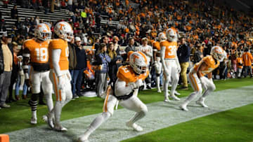 Tennessee linebackers warming up for the NCAA football game between the Tennessee Volunteers and South Alabama Jaguars in Knoxville, Tenn. on Saturday, November 20, 2021.Utvsal1120