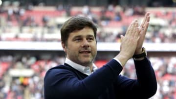 LONDON, ENGLAND - MAY 13: Mauricio Pochettino, Manager of Tottenham Hotspur shows appreciation to the fans after the Premier League match between Tottenham Hotspur and Leicester City at Wembley Stadium on May 13, 2018 in London, England. (Photo by Henry Browne/Getty Images)