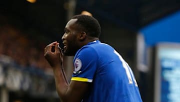 March 11th 2017, Liverpool, Merseyside, England; EPL Premier League football, Everton versus West Bromwich Albion; Romelu Lukaku of Everton shows his frustration after referee Graham Scott awards a foul against him (Photo by Alan Martin/Action Plus via Getty Images)