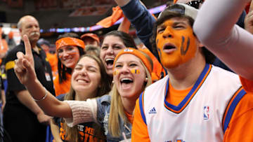 SYRACUSE, NY - FEBRUARY 23: Fans of the Syracuse Orange cheer from the student section before the game against the Georgetown Hoyas at the Carrier Dome on February 23, 2013 in Syracuse, New York. (Photo by Nate Shron/Getty Images)