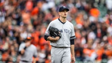 BALTIMORE, MD - APRIL 04: James Paxton #65 of the New York Yankees looks on during the game against the Baltimore Orioles at Oriole Park at Camden Yards on April 4, 2019 in Baltimore, Maryland. (Photo by Rob Tringali/SportsChrome/Getty Images)