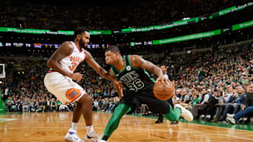 BOSTON, MA - DECEMBER 2: Marcus Smart #36 of the Boston Celtics handles the ball against Troy Daniels #30 of the Phoenix Suns on December 2, 2017 at the TD Garden in Boston, Massachusetts. NOTE TO USER: User expressly acknowledges and agrees that, by downloading and or using this photograph, User is consenting to the terms and conditions of the Getty Images License Agreement. Mandatory Copyright Notice: Copyright 2017 NBAE (Photo by Brian Babineau/NBAE via Getty Images)