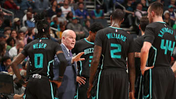 CHARLOTTE, NC - MARCH 18: Steve Clifford of the Charlotte Hornets coaches his team during the game against the Washington Wizards on March 18, 2017 at Spectrum Center in Charlotte, North Carolina. NOTE TO USER: User expressly acknowledges and agrees that, by downloading and or using this photograph, User is consenting to the terms and conditions of the Getty Images License Agreement. Mandatory Copyright Notice: Copyright 2017 NBAE (Photo by Kent Smith/NBAE via Getty Images)