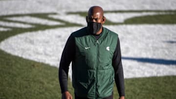EAST LANSING, MI - NOVEMBER 28: Head coach Mel Tucker of the Michigan State Spartans looks on before the first quarter against the Northwestern Wildcats at Spartan Stadium on November 28, 2020 in East Lansing, Michigan. (Photo by Nic Antaya/Getty Images)