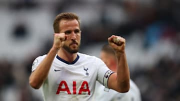 LONDON, ENGLAND - NOVEMBER 23: Harry Kane of Tottenham Hotspur celebrates after the Premier League match between West Ham United and Tottenham Hotspur at London Stadium on November 23, 2019 in London, United Kingdom. (Photo by Catherine Ivill/Getty Images)